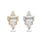 14Kt Gold Threadless 3D Geometric Baguette & Round Gem Top