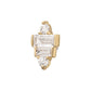 14Kt Gold Threadless 3D Geometric Baguette & Round Gem Top