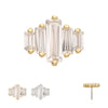 14Kt Gold Threadless 3D Geometric Baguette Gem Top