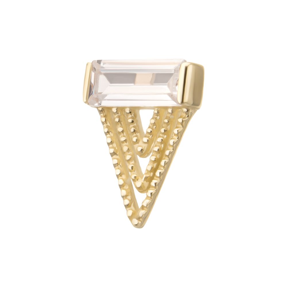 14Kt Gold Threadless Triangular Baguette Gem Top