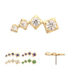14Kt Yellow Gold Threadless  4-Cluster Staggered Square Shape Top with Prong Set Gem
