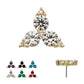 14Kt Yellow Gold Threadless Low Profile "Trinity Gem" Top Crowned with 3-Prong Gem