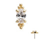 14Kt Yellow Gold Threadless Low Profile Beaded Edge Prong Set Oval Gem Top