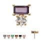 14Kt Yellow Gold Threadless Baguette & Square Prong Set Multi-Gem Top