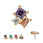 14Kt Yellow Gold Threadless 3-Cluster Round, Square & Baguette Prong Set Multi-Gem Top