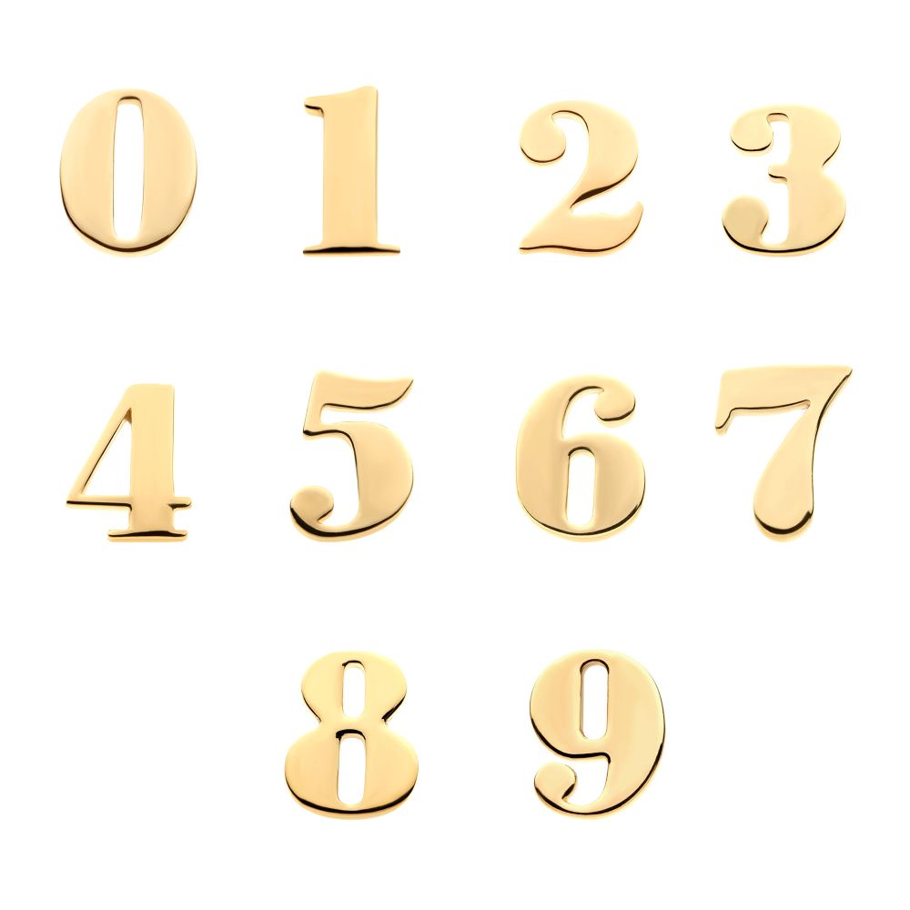 14Kt Yellow Gold Threadless Number Tops