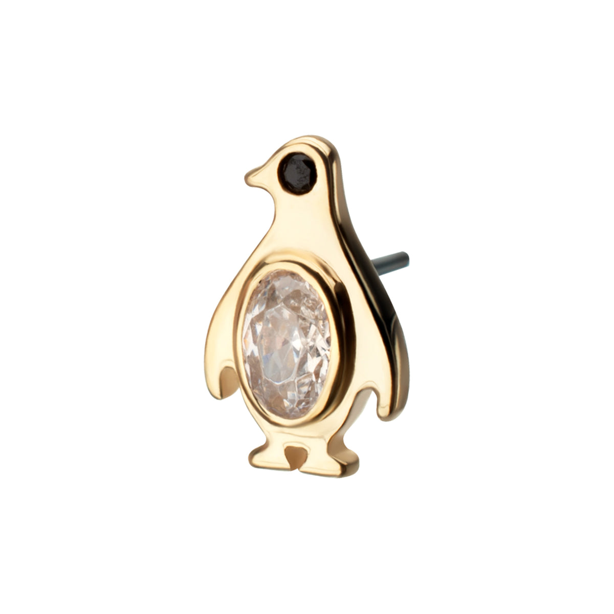 14Kt Yellow Gold Threadless Bezel Gem Penguin Top