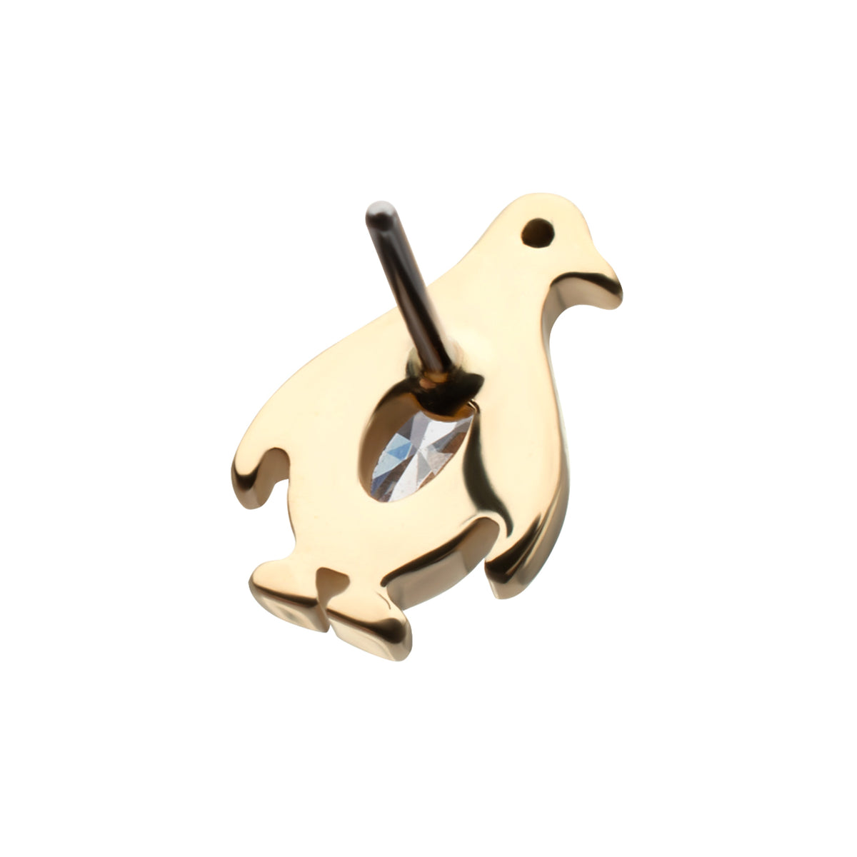14Kt Yellow Gold Threadless Bezel Gem Penguin Top
