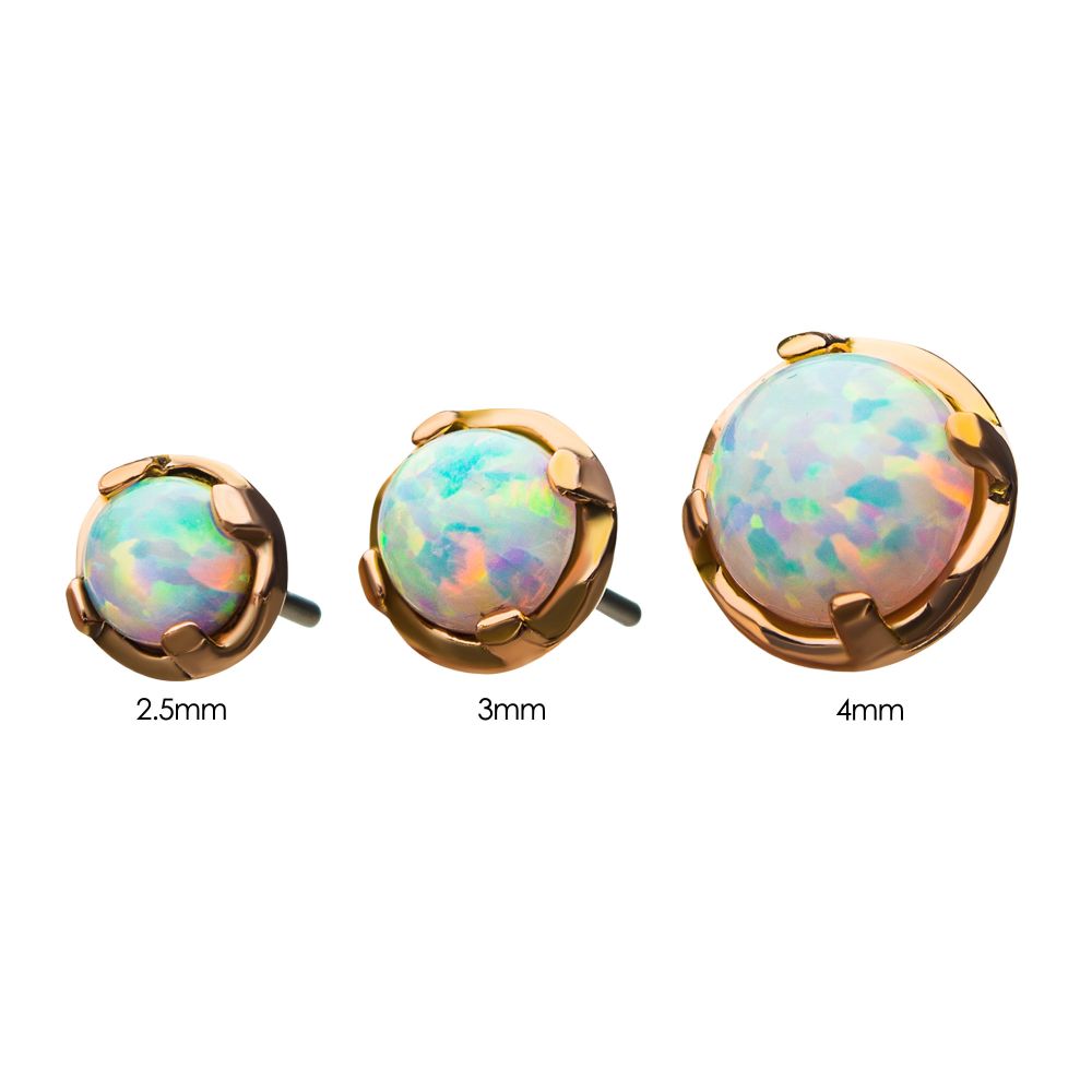 14Kt Rose Gold Threadless Prong Set White Opal Top