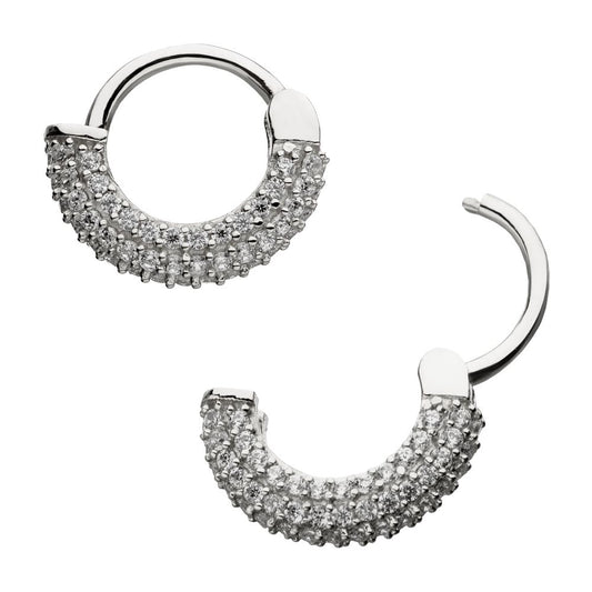14Kt Gold Multi-Clear Gem Hinged Segment Clicker