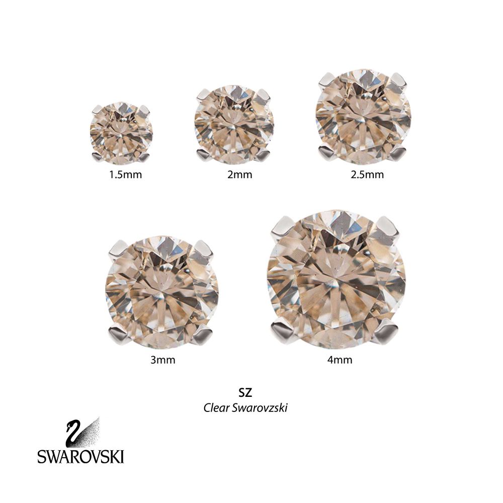 14Kt White Gold Threadless with Prong Set Round CZ Top