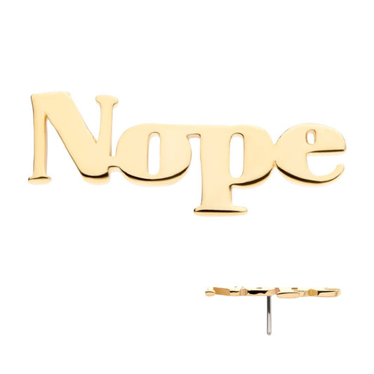 14Kt Yellow Gold Threadless "Nope" Top