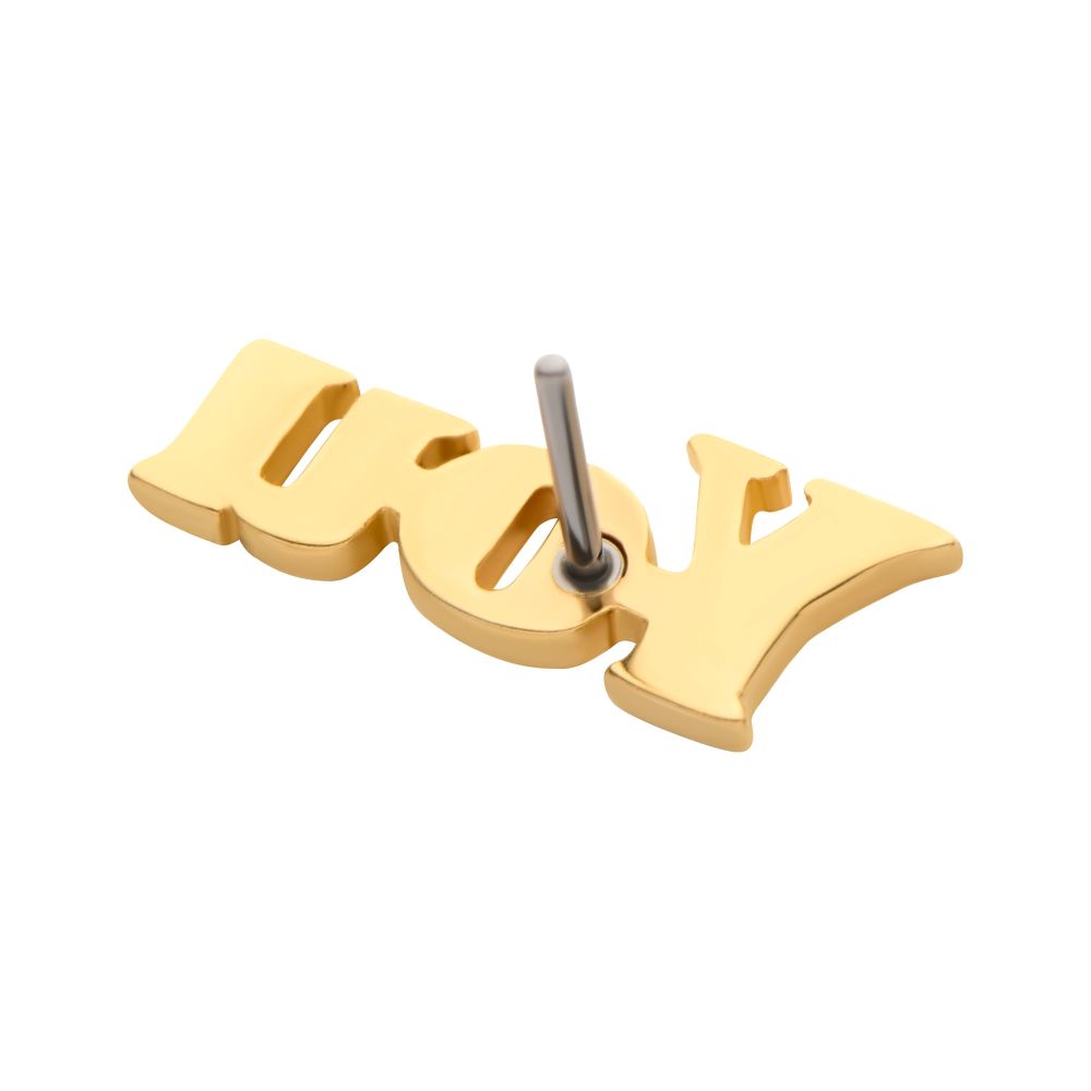 14Kt Yellow Gold Threadless "YOU" Word Top