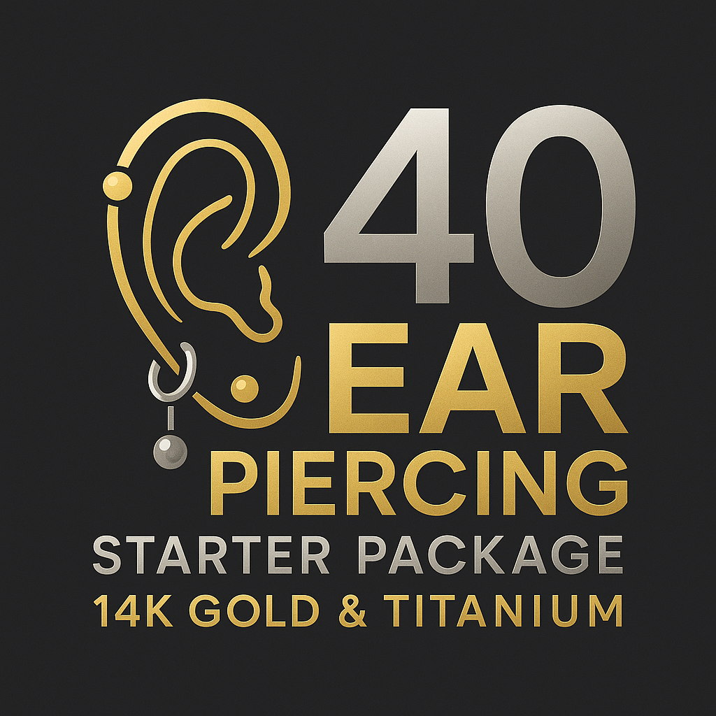 40 Ear Piercing Starter Package w/ Gold & Titanium