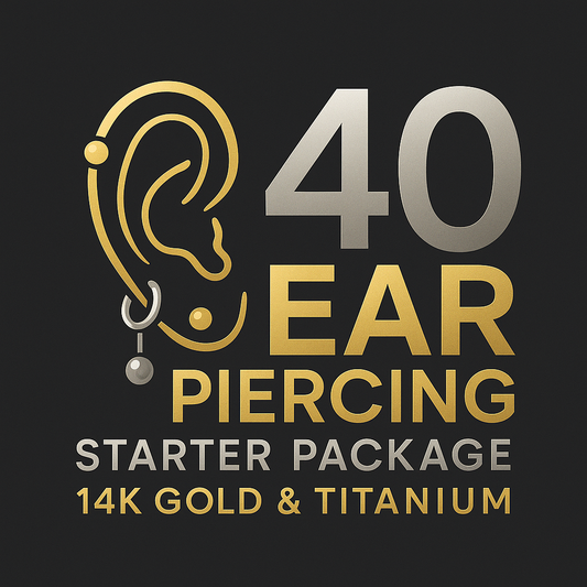 40 Ear Piercing Starter Package w/ Gold & Titanium