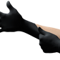 Professional black gloves for tattooing and piercing.