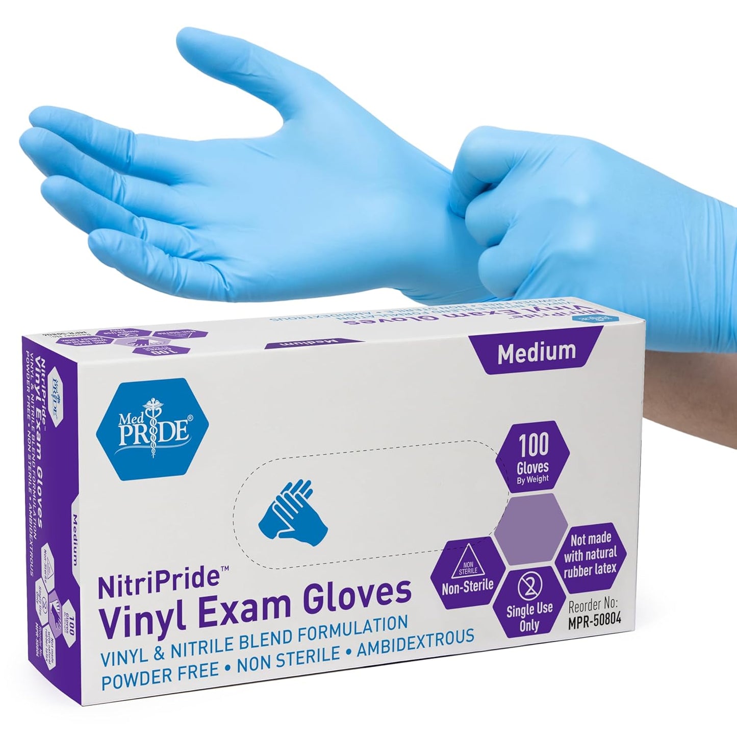 MED PRIDE NitriPride Nitrile-Vinyl Blend Exam Gloves