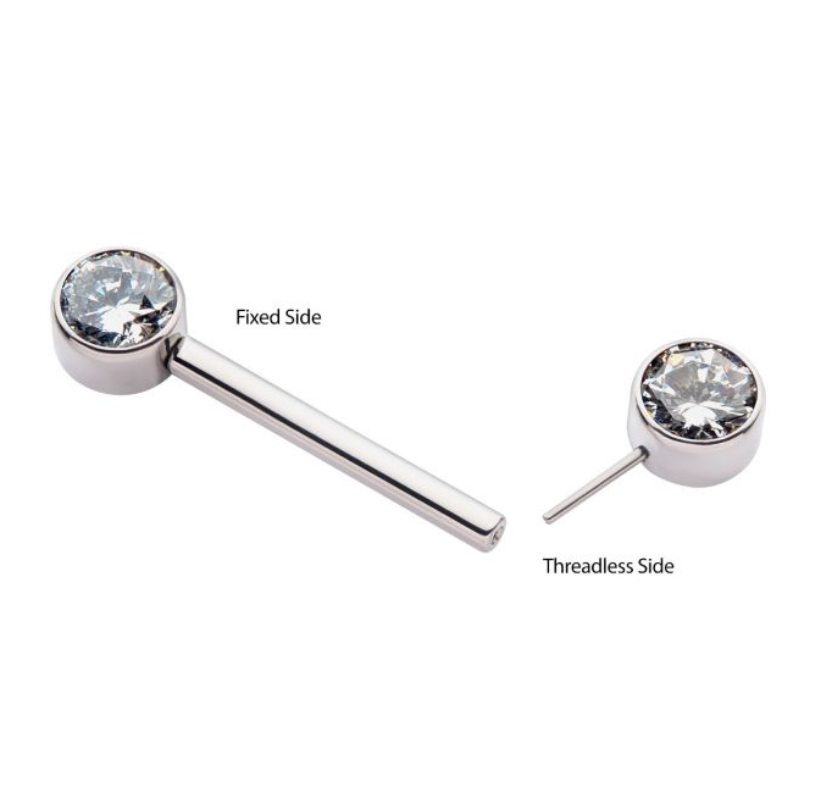 Titanium Nipple Barbell 1Side Fixed/1 Side Threadless