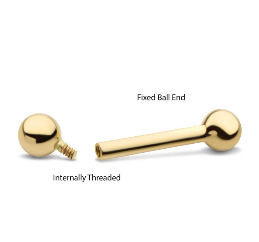 14Kt Yellow Gold Straight Barbell