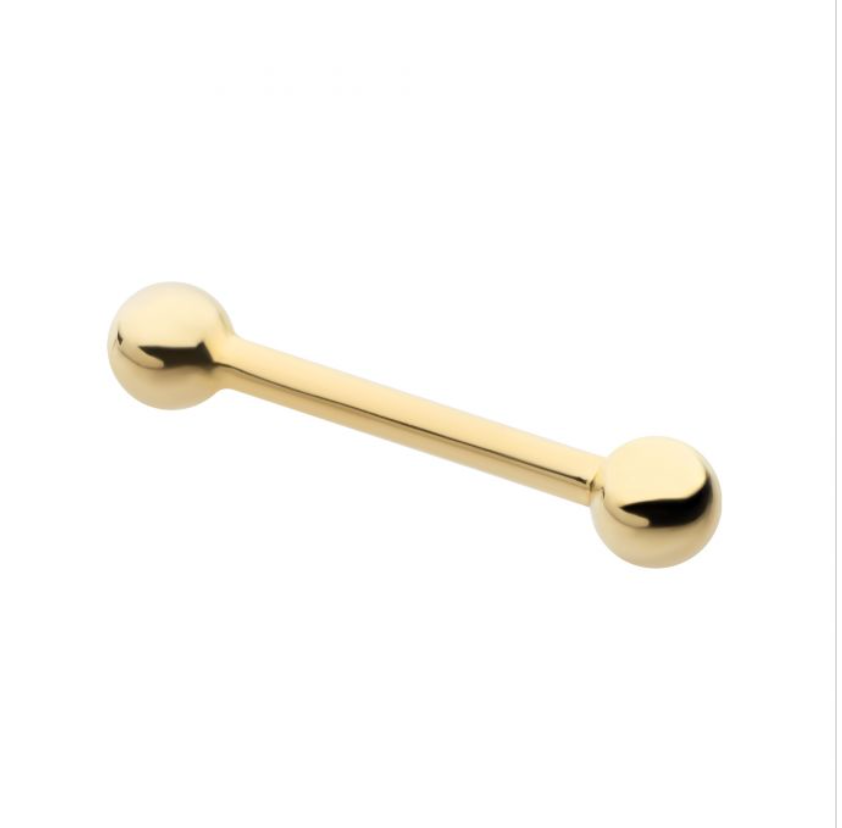14Kt Yellow Gold Straight Barbell