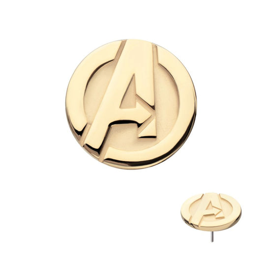 14Kt Yellow Gold Marvel Avengers Logo Threadless Top