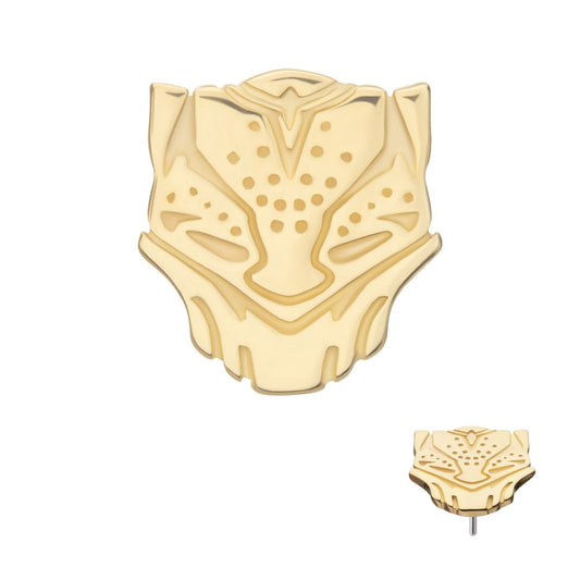 14Kt Yellow Gold Marvel Black Panther Logo Threadless Top
