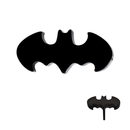 Black PVD Titanium Threadless DC Comics Batman Logo Top