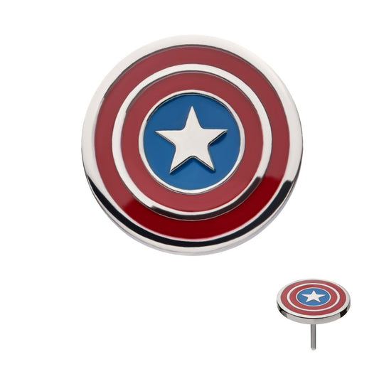 Titanium Threadless Enamel Marvel Captain America Shield Logo Top