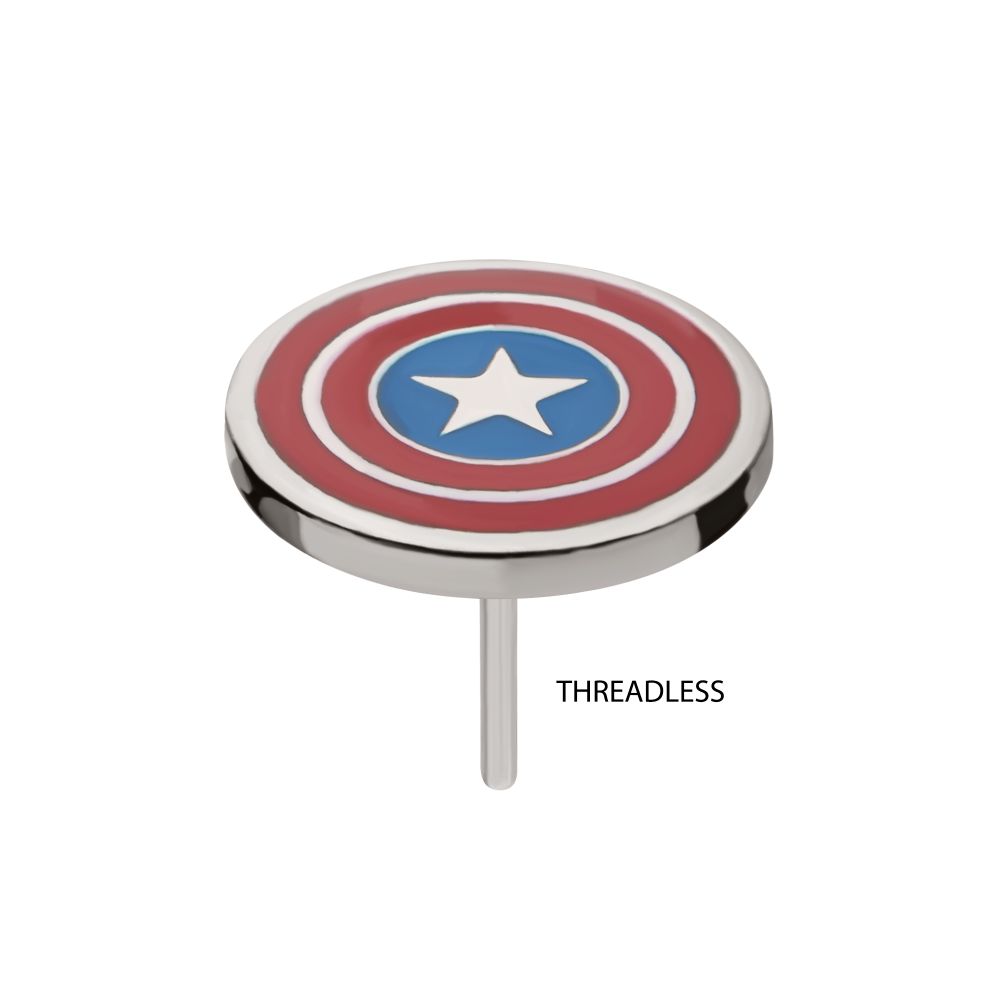 Titanium Threadless Enamel Marvel Captain America Shield Logo Top