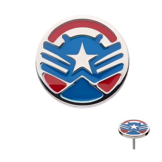 Titanium Threadless Enamel Marvel Captain America Sam Wilson Top