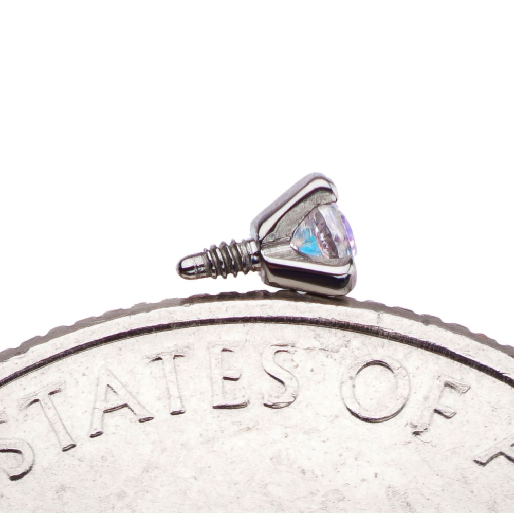 16g Titanium Internally Threaded Microdermal Top with Prong set CZ Gem