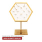 Satin Brass Hexagonal Frame on White Leatherette with 14-BJ Clip Hole Empty Display Stand for 14Kt Gold Jewelry
