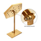 Satin Brass Hexagonal Frame on White Leatherette with 14-BJ Clip Hole Empty Display Stand for 14Kt Gold Jewelry