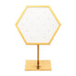 Satin Brass Hexagonal Frame on White Leatherette with 14-Pin Hole Empty Display Stand for 14Kt Gold Threadless Tops