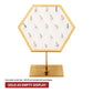Satin Brass Hexagonal Frame on White Leatherette with 19-BJ Clip Hole Empty Display Stand for 14Kt Gold Jewelry
