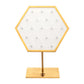 Satin Brass Hexagonal Frame on White Leatherette with 19-BJ Clip Hole Empty Display Stand for 14Kt Gold Jewelry