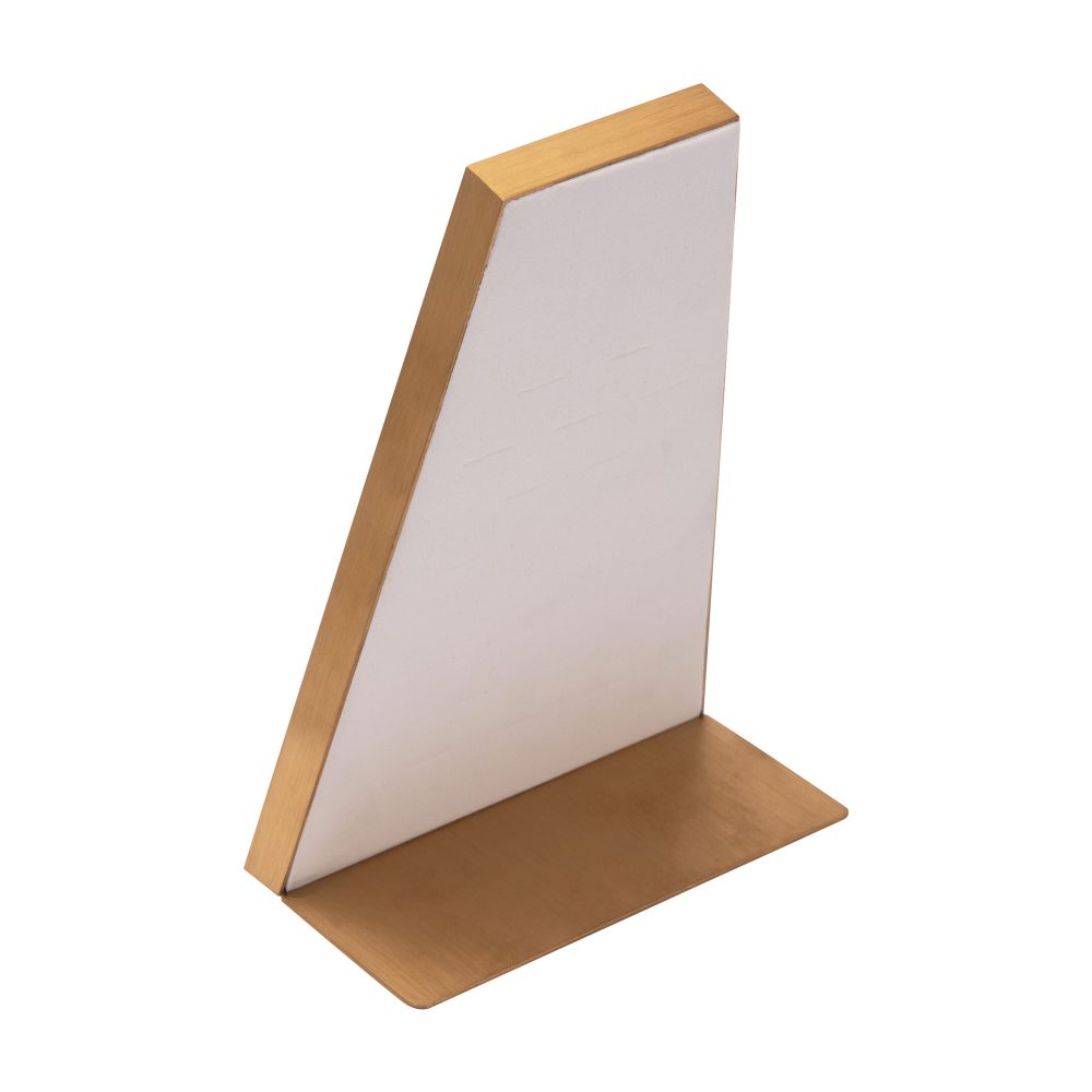 Satin Brass Frame on White Leatherette with 20-H Hole Empty Display for 14Kt Gold Side Facing Hinged Segment Clickers