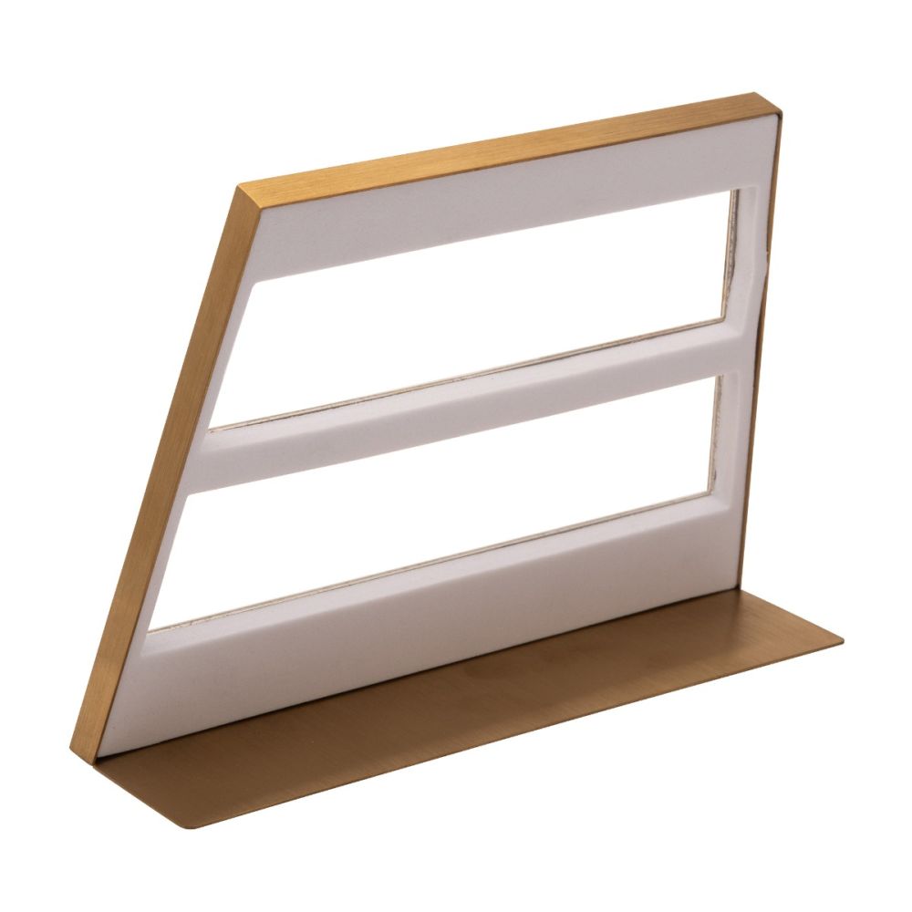Satin Brass Frame on White Leatherette with 23-Pin Hole for Dangles Empty Display