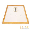 Satin Brass Frame on White Leatherette with 3-BJ Clip Hole Empty Display for 14Kt Gold Jewelry