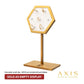 Satin Brass Hexagonal Frame on White Leatherette with 7-BJ Clip Hole Empty Display Stand for 14Kt Gold Jewelry