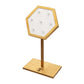 Satin Brass Hexagonal Frame on White Leatherette with 7-BJ Clip Hole Empty Display Stand for 14Kt Gold Jewelry