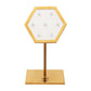 Satin Brass Hexagonal Frame on White Leatherette with 7-BJ Clip Hole Empty Display Stand for 14Kt Gold Jewelry