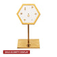Satin Brass Hexagonal Frame on White Leatherette with 7-Pin Hole Empty Display Stand for 14Kt Gold Threadless Tops