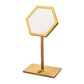 Satin Brass Hexagonal Frame on White Leatherette with 7-Pin Hole Empty Display Stand for 14Kt Gold Threadless Tops