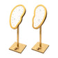 Satin Brass Frame on White Leatherette with 2-BJ Clip & 14-Pin Hole, Left & Right Empty Ear Display Stands