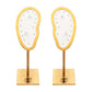 Satin Brass Frame on White Leatherette with 2-BJ Clip & 14-Pin Hole, Left & Right Empty Ear Display Stands
