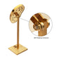 Satin Brass Frame on White Leatherette with 2-BJ Clip & 14-Pin Hole, Left & Right Empty Ear Display Stands