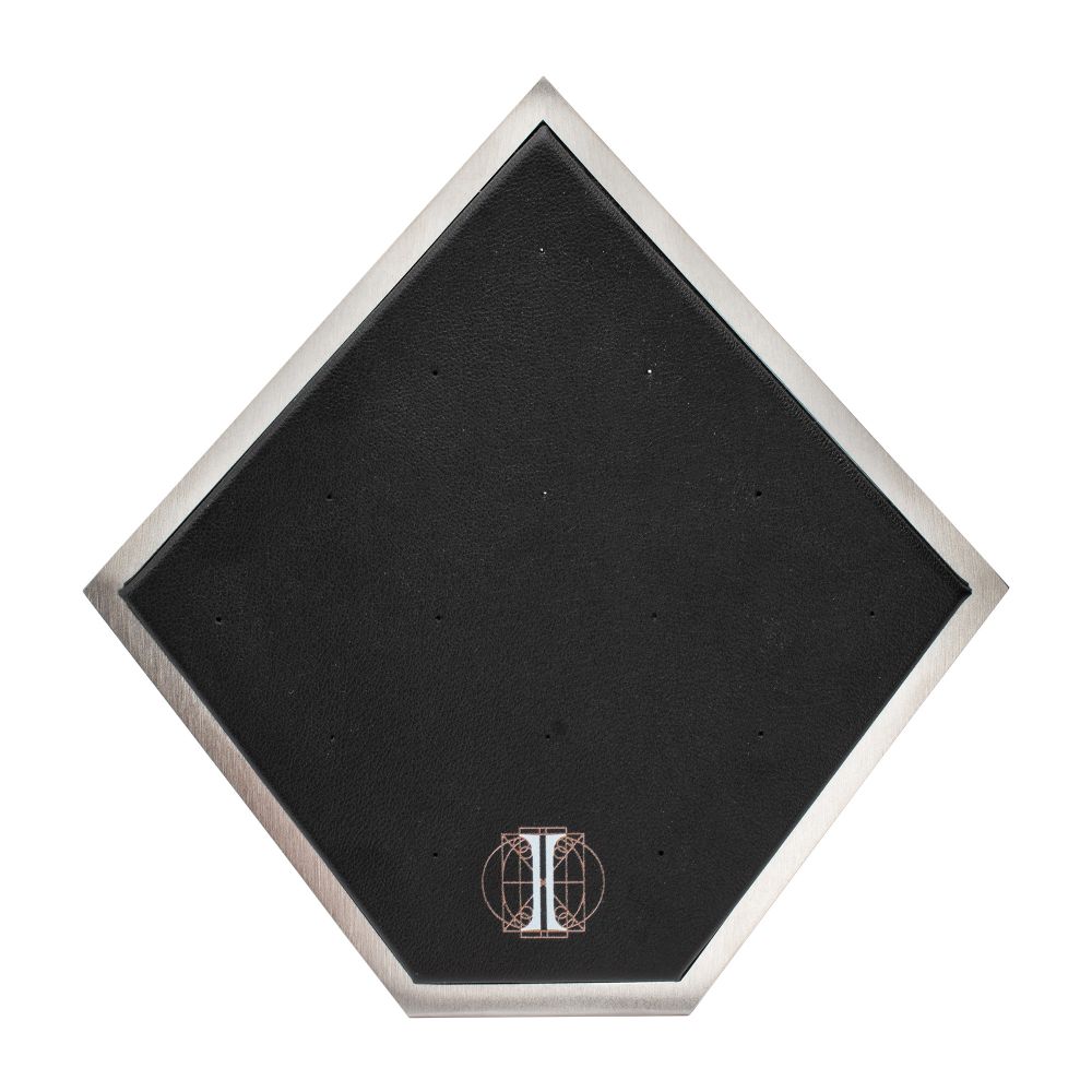 Brushed Titanium Prism Frame on Black Leatherette with 14-Pin Hole Empty Display Stand for Titanium Threadless Threaded Tops