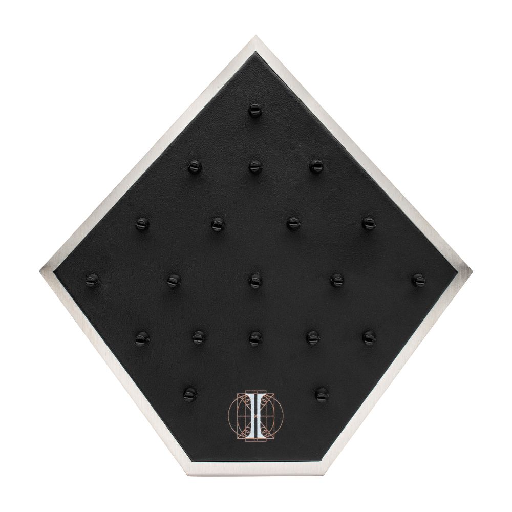 Brushed Titanium Prism Frame on Black Leatherette with 20-BJ Clip Hole Empty Display Stand for Titanium Jewelry
