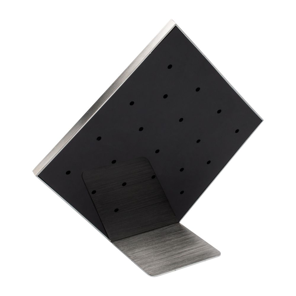 Brushed Titanium Prism Frame on Black Leatherette with 20-BJ Clip Hole Empty Display Stand for Titanium Jewelry